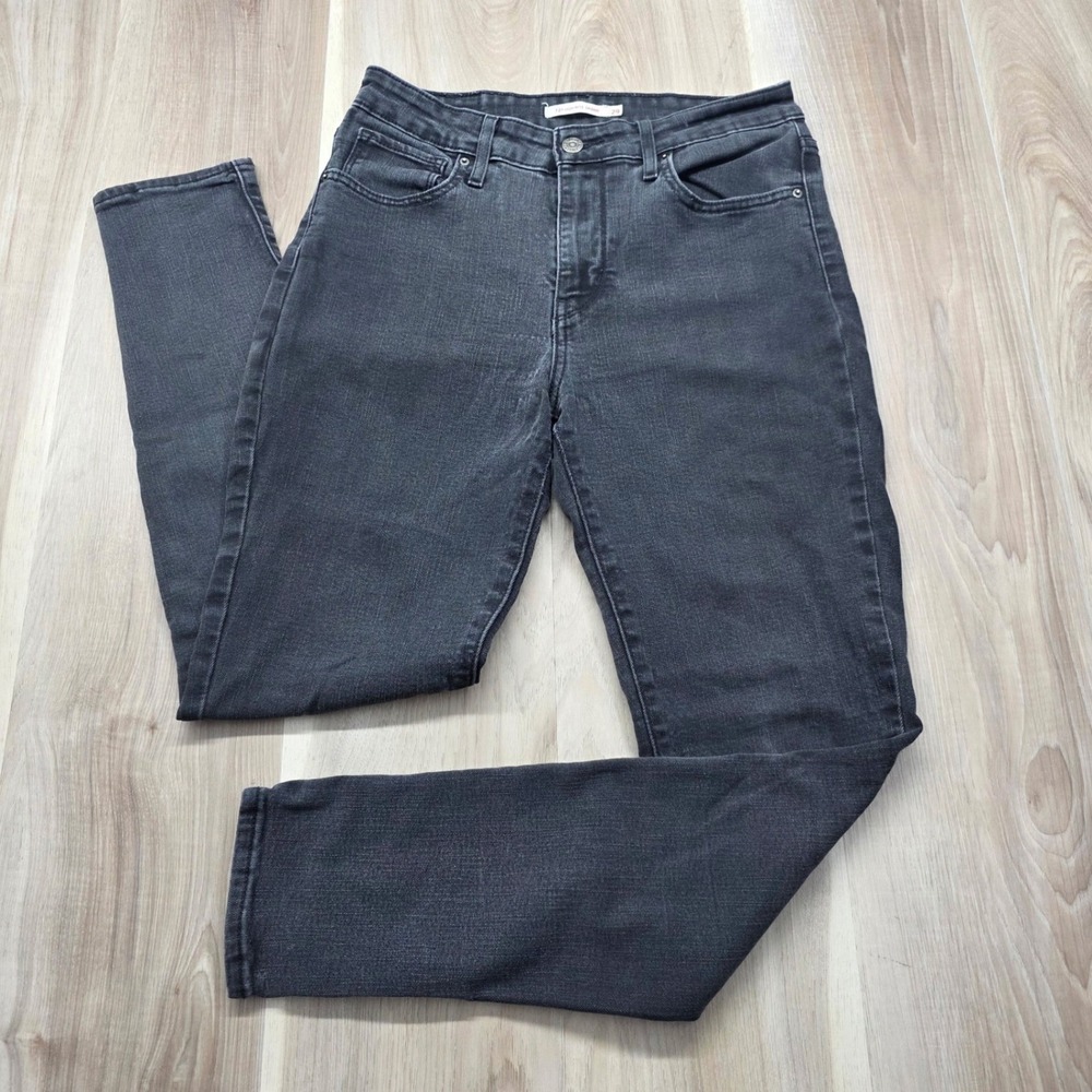 Levi's 711 Skinny Jeans Charcoal Gray Mid Rise Stretch Denim W29 L30 Womens‎